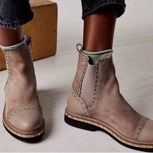 Free People Atlas Chelsea Studded Suede/Leather Boot/Booties Size 37.5